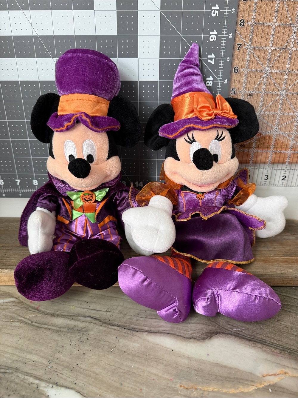 Disney Purple & Orange Halloween Mickey and Minnie Plush Duo